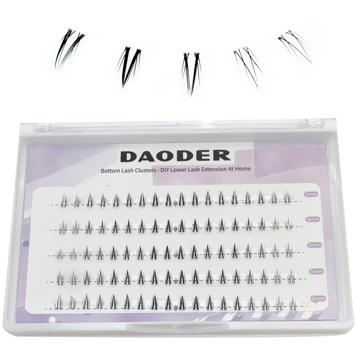 Bottom Lash Clusters DIY Eyelash Extensions - DAODER 90pcs Wispy Natural Look Clear Band Lashes for Bottom Eyelashes 6mm