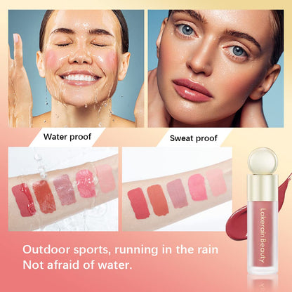 Liquid Blush Stick For Cheeks, Soft Velvet Cream Face Cheek Tint, Natural Matte Pink Red Blush Skin Tint, Waterproof Long Lasting Dewy Makeup, Moisturizing Lightweight Blendable (2#)