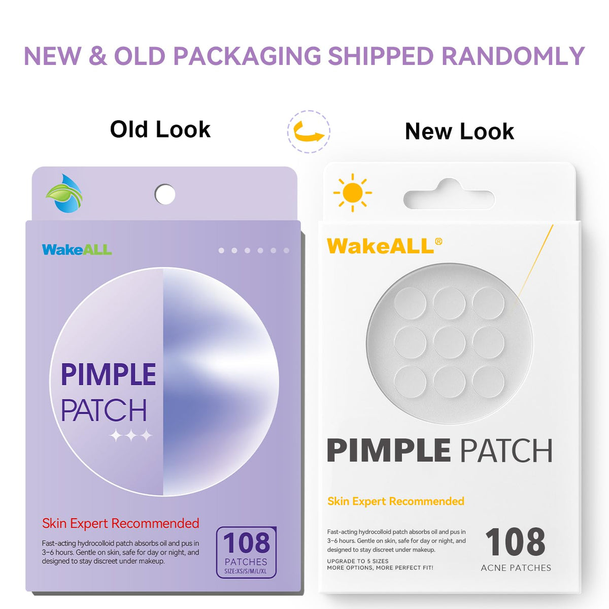 Pimple Patches for Face, 5 Sizes(8,10,12,14,16mm)108 pcs Acne Patches Hydrocolloid Precise Matches Different Sizes Acne, Spot Stickers With Tea Tree Oil Salicylic Acid Centella Covering Zits Blemishes