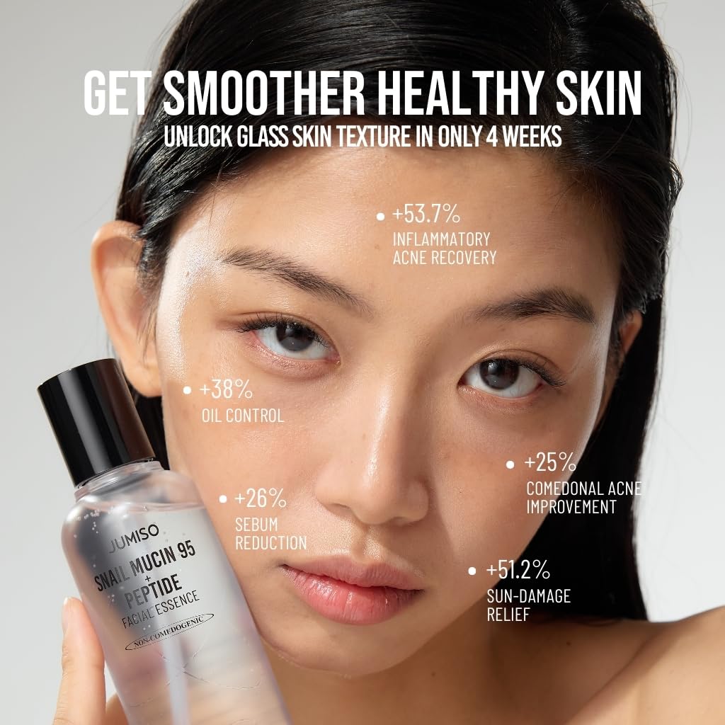 JUMISO Snail Mucin 95% + 5 Peptide Essence, Korean Face Serum, 4.73 fl oz