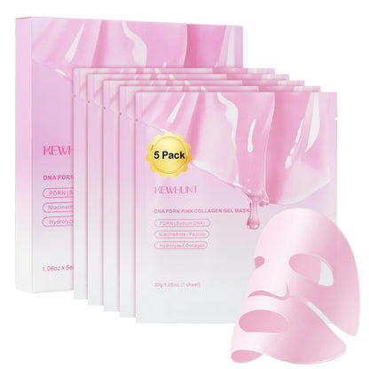 Salmon DNA PDRN Collagen Jelly Gel Mask, Overnight Face Mask, Hydrogel Mask with Peptide Niacinamide for Glass Glow Skin - Elasticity, Hydrating, Firming,Plump, Fine Line, Skincare Self Care Gift, 5ea