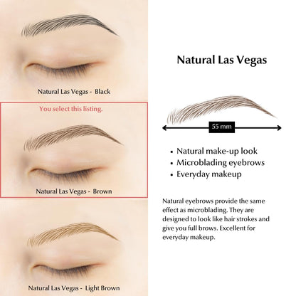 Bliss and Beyond USA | Waterproof Eyebrow Tattoo Stickers. A real hair stroke look. Hair replacement without surgery. Solution for hair loss. Bushy Tinted eyebrow tattoos. (New Las Vegas, Dark Brown)