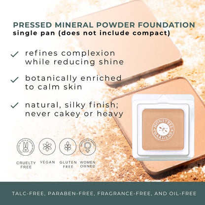 Honeybee Gardens Pressed Mineral Powder Foundation Refill – Luminous Light Warm Neutral, Adjustable Light Coverage Matte Pressed Powder Foundation, Made Without Talc Face Makeup, Luminous