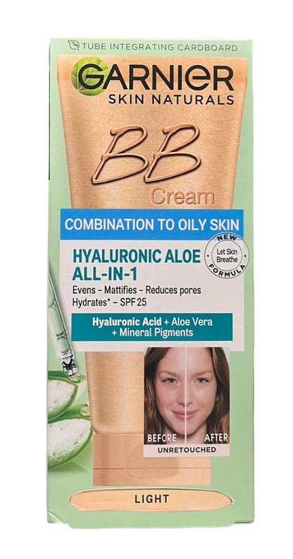 Garnier Skin Naturals Combination to Oily Hyaluronic Aloe All-in-1 BB Light Cream, 50ml