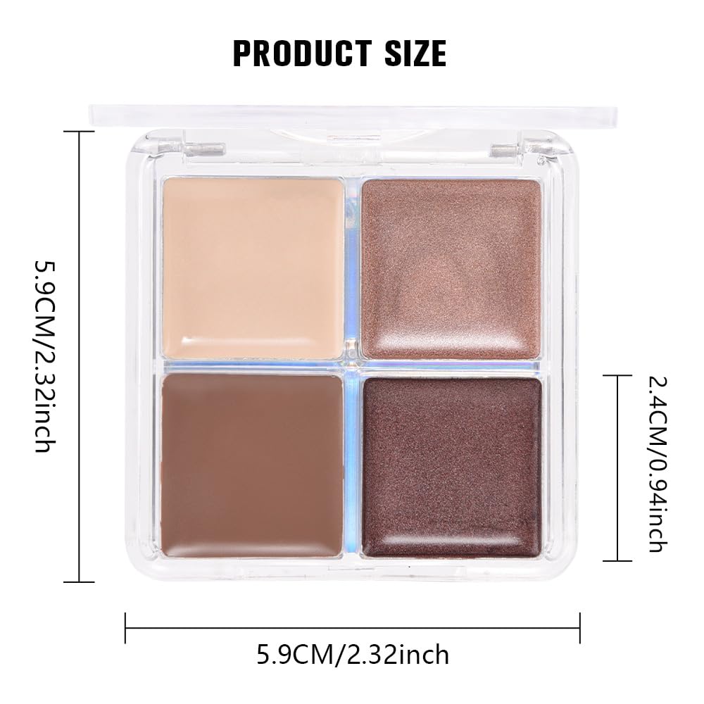 Kaely Cream Eyeshadow Quad, Nude Brown Matte Shimmer Eyeshadow Palette Makeup, Neutral Eye Shadow Palette for Older Women Pigmented Waterproof, sombras para ojos, Blendable, Cruelty-free, 03