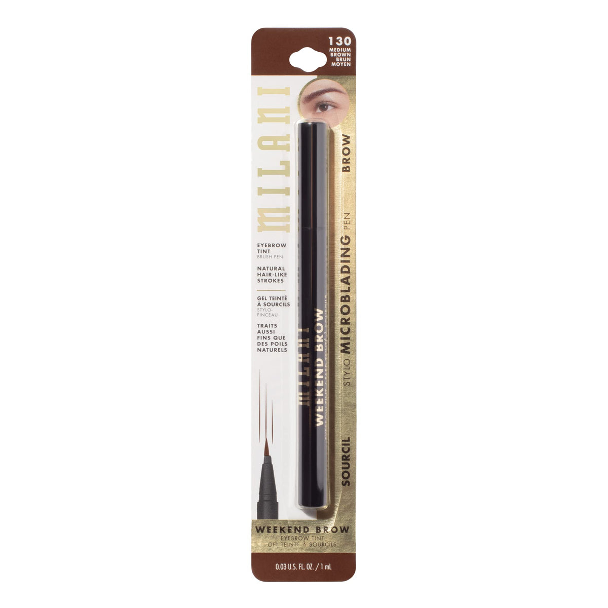 Milani Weekend Brow Eyebrow Tint - Microblade - Vegan - 130 Medium Brown
