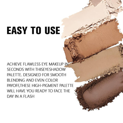 evpct Nude Brown Matte Powder Eyeshadow Quad Palette, Light Nude Pink Natural Dark Brown Matte Smoky High Pigmented Mini Eye Shadow Palette Makeup for Women, Waterproof Smudge Proof Vegan Cruelty-free