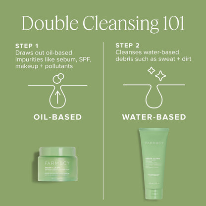 Farmacy Sensitive Skin Makeup Remover Cleansing Balm - Green Clean Waterproof Makeup Remover Balm + Oil Cleanser for Face - Melts Make Up + SPF - Hydrates + Softens Skin - Fragrance-Free (200ml)