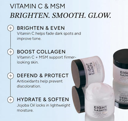Eight Saints Skincare Cloud Whip Vitamin C Face Moisturizer, Day Cream For Women, Anti Aging Cream To Reduce Fine Lines and Wrinkles, with Vitamin B5, Cocoa Butter, and Jojoba Oil, 2 Ounces