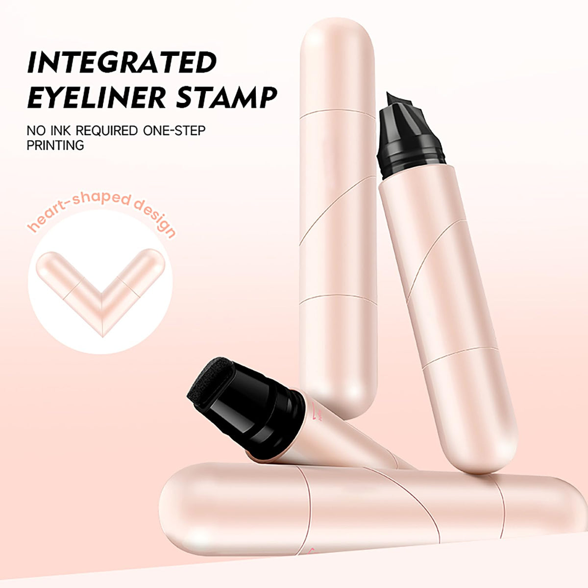 BIFCVFRT Winged Eyeliner Stamp Pen, Waterproof Smudge Proof, Wingliner Cat Eye Pencils with Rotating Foldable Design, Black for Beginners