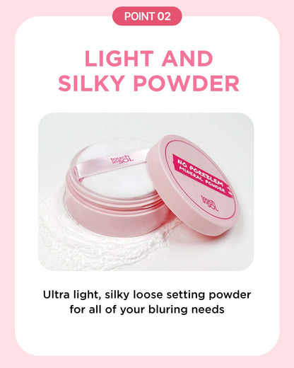 TOUCH IN SOL No Poreblem Mineral Powder – No Sebum Setting Powder for Oily Skin, Oil Control Blurring Finish, Translucent Korean Makeup, K-Beauty Essential (0.17 oz)