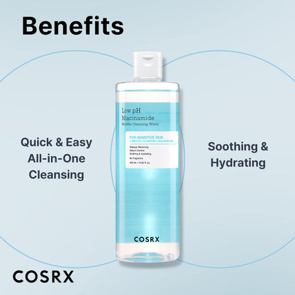 COSRX Low pH Niacinamide Cleansing Water for Sensitive Skin, 13.52 fl.oz