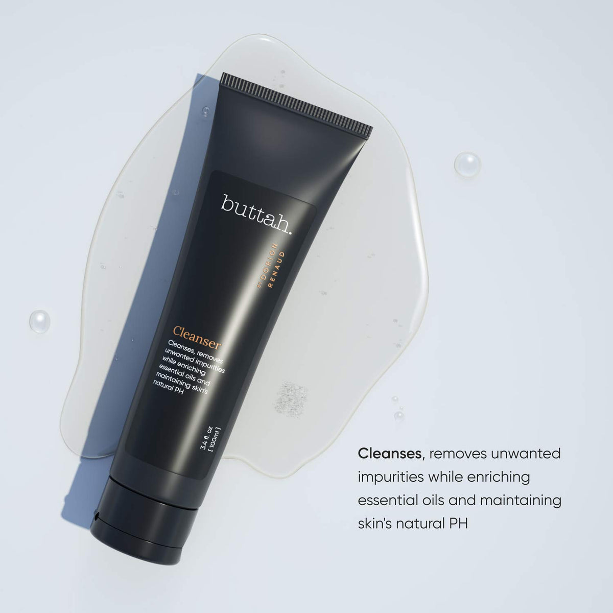 Buttah Skin Facial Gel Cleanser 3.4oz - Gentle & Clarifying Face Wash - Oil & Dirt Extracting Wash - Daily Cleansing - Face Wash for Melanin Rich Skin - Black Founded