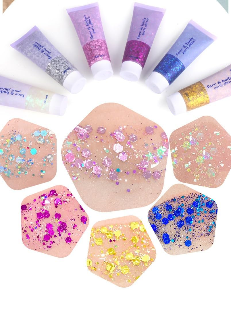 PAQIMAN Gold Body Glitter,Sparkling Neon Outfit Party Holographic Sequins Paint Body Glitter Gel Makeup. (02# Gold)