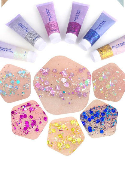 PAQIMAN Gold Body Glitter,Sparkling Neon Outfit Party Holographic Sequins Paint Body Glitter Gel Makeup. (02# Gold)