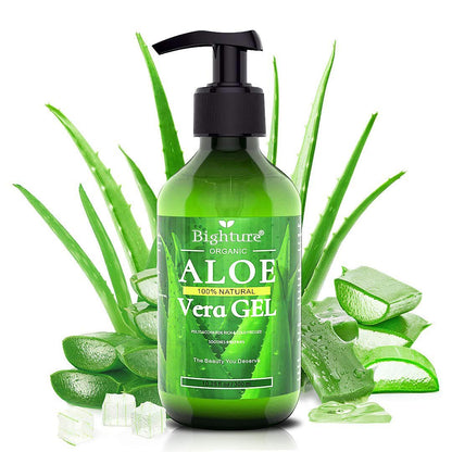 BIGHTURE Aloe Vera Gel, 100% Aloe Vera from Freshly Cut Aloe Leaves, Skin Care for Deeply & Rapidly Soothing, Firming, After Shave, Sunburn Relieve, etc