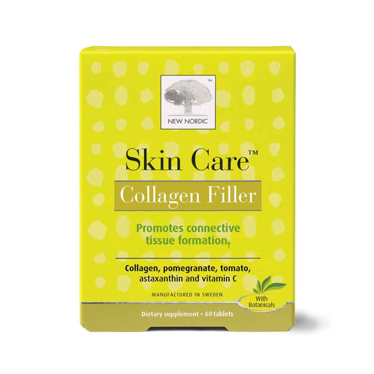 NEW NORDIC Skin Care, Collagen Filler Tablets, Marine Collagen with Vitamin C Supplement for Healthy Looking, Smoother, Plump Skin, 60 Count (Pack of 1)