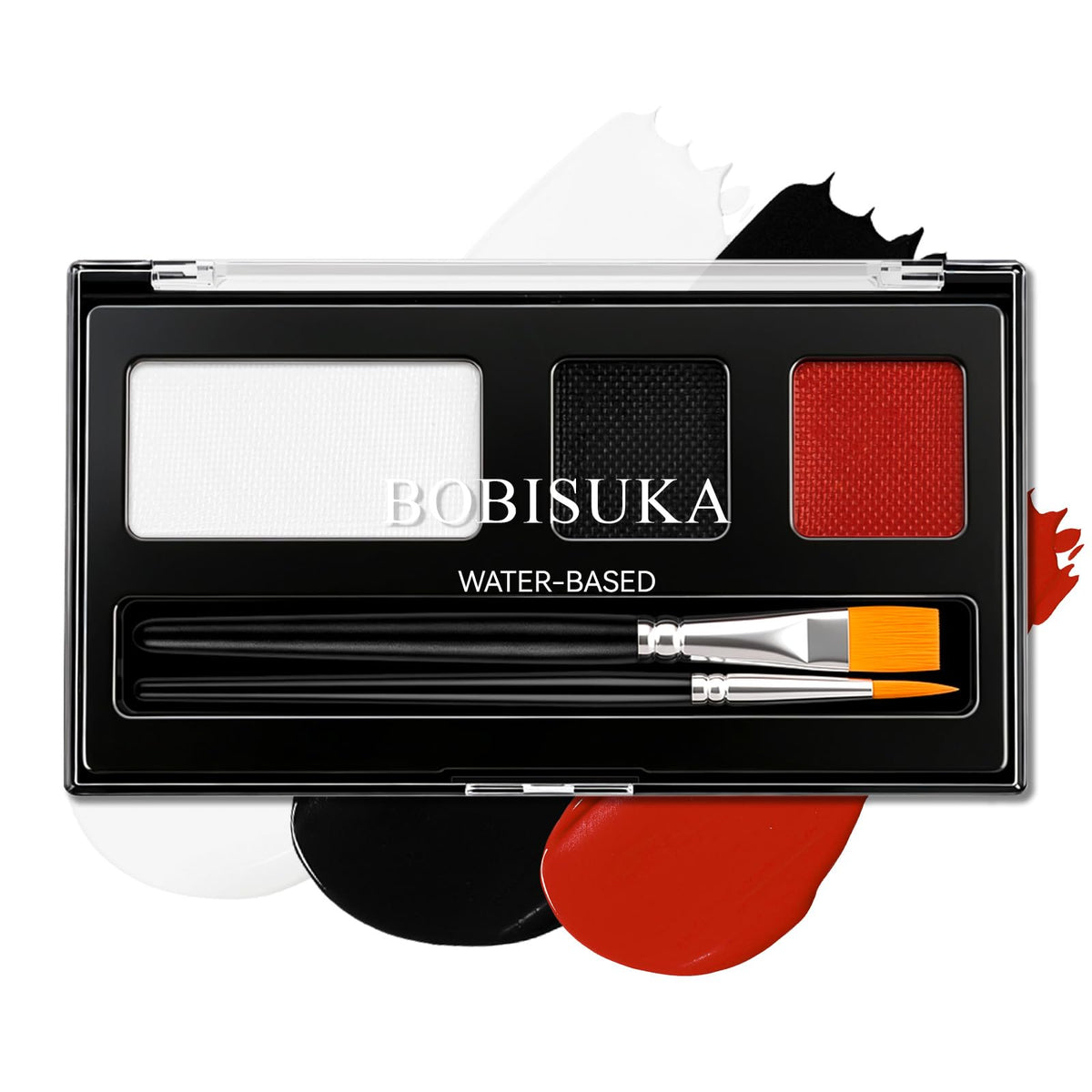 BOBISUKA 3-Color Clown Face Body Paint Water Activated, Black White & Red