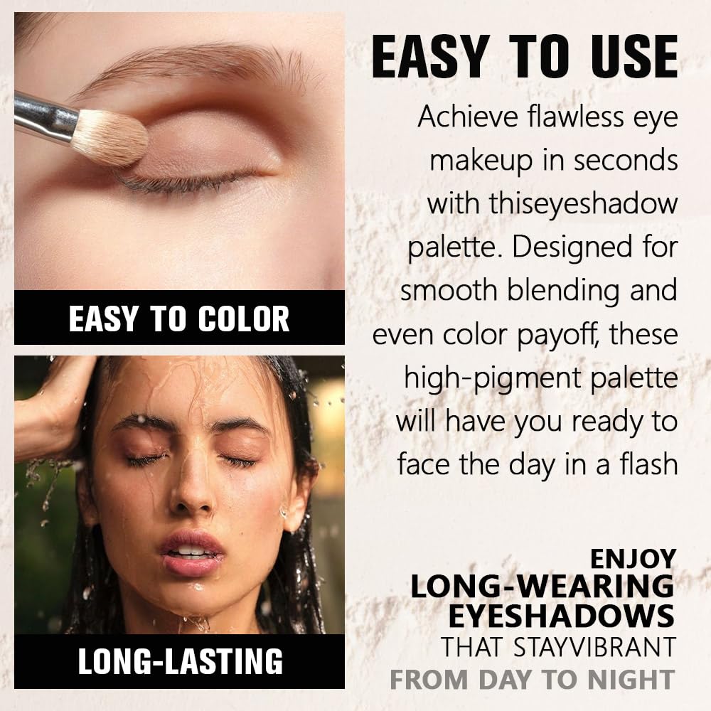 QIDSTERS Champagne Shimmer Single Eyeshadow, Lightweight Blendable Mini Eye Shadow for Older Women, Monochrome Eyeshadow Palette Makeup Pigmented Waterproof, Vegan & Cruelty-Free, 24