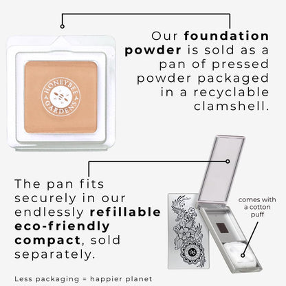 Honeybee Gardens Pressed Mineral Powder Foundation Refill – Luminous Light Warm Neutral, Adjustable Light Coverage Matte Pressed Powder Foundation, Made Without Talc Face Makeup, Luminous