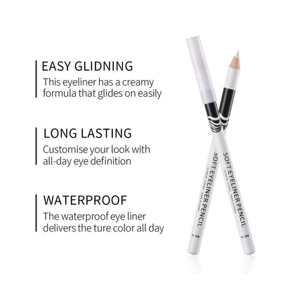 Go Ho 12 PCS White Eyebrow Eyeliner Pencils,White Eyeshadow Makeup Pen,Sweatproof Eye Highlighter Makeup Pencil,Long-lasting Nice Color Eye Brow Gel Pen,Brow Tint Sticks