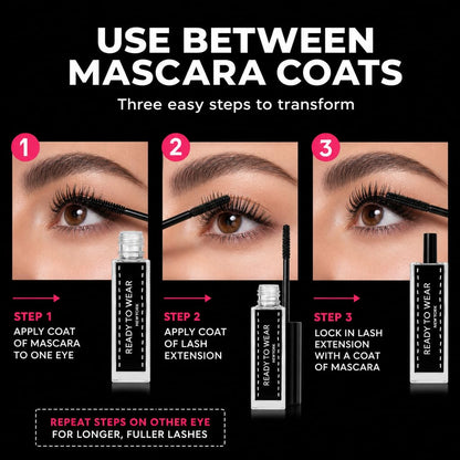 Ready To Wear Lash Extension - Fine DRY Fibers to Extend Lashes, Instantly Volumize & Elongate - No Glue Needed (Must use with Mascara)