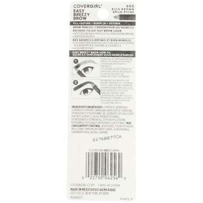 CoverGirl Easy Breezy Brow, Fill+Define Pencils [505] Rich Brown 2 ea ( Pack of 3)