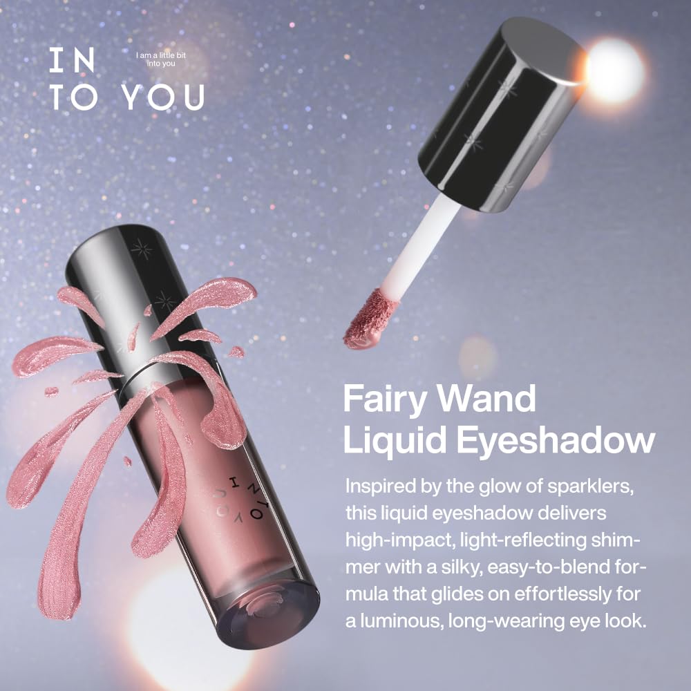 INTO YOU Fairy Wand Liquid Eyeshadow, Matte & Shimmer Eye Shadow with Silky Lightweight Formula, High-Pigment One-Swipe Color, Blendable Long-Wearing Eye Makeup, Crease-Resistant Finish, FW01