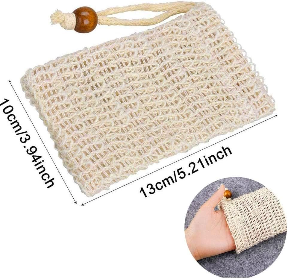 Sopurrrdy Natural Sisal Soap Saver Bag for Soap Bar Organic Soap Pouch for Exfoliating Lathers and Air Dry Soap Bar Shower Soap Saver Bag (8 Pcs)