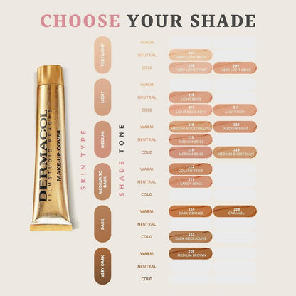 Dermacol Full Coverage Tattoo Cover Matte Foundation SPF 30, 1.1 oz, No.208