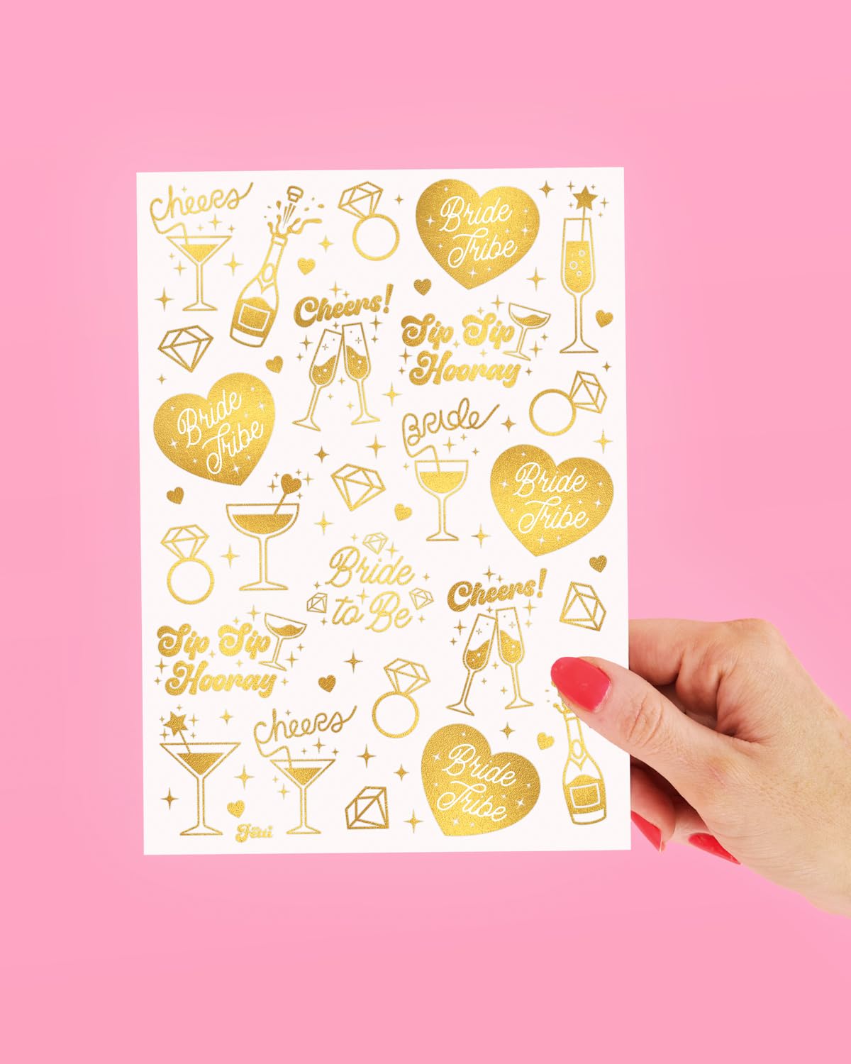 xo, Fetti 54 Gold Bachelorette Temporary Tattoos | Bride Tribe Party Gift