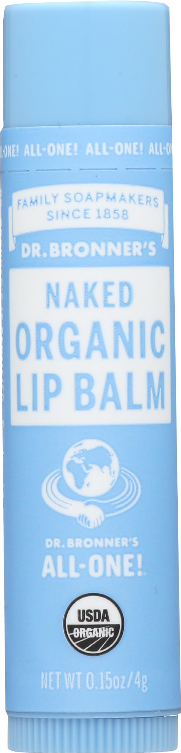 Dr. Bronner's Magic Soaps Organic Naked Unflavored Lip Balm, 0.15 Ounce