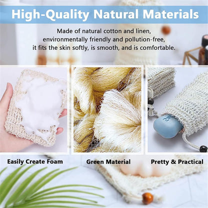Sopurrrdy Natural Sisal Soap Saver Bag for Soap Bar Organic Soap Pouch for Exfoliating Lathers and Air Dry Soap Bar Shower Soap Saver Bag (8 Pcs)