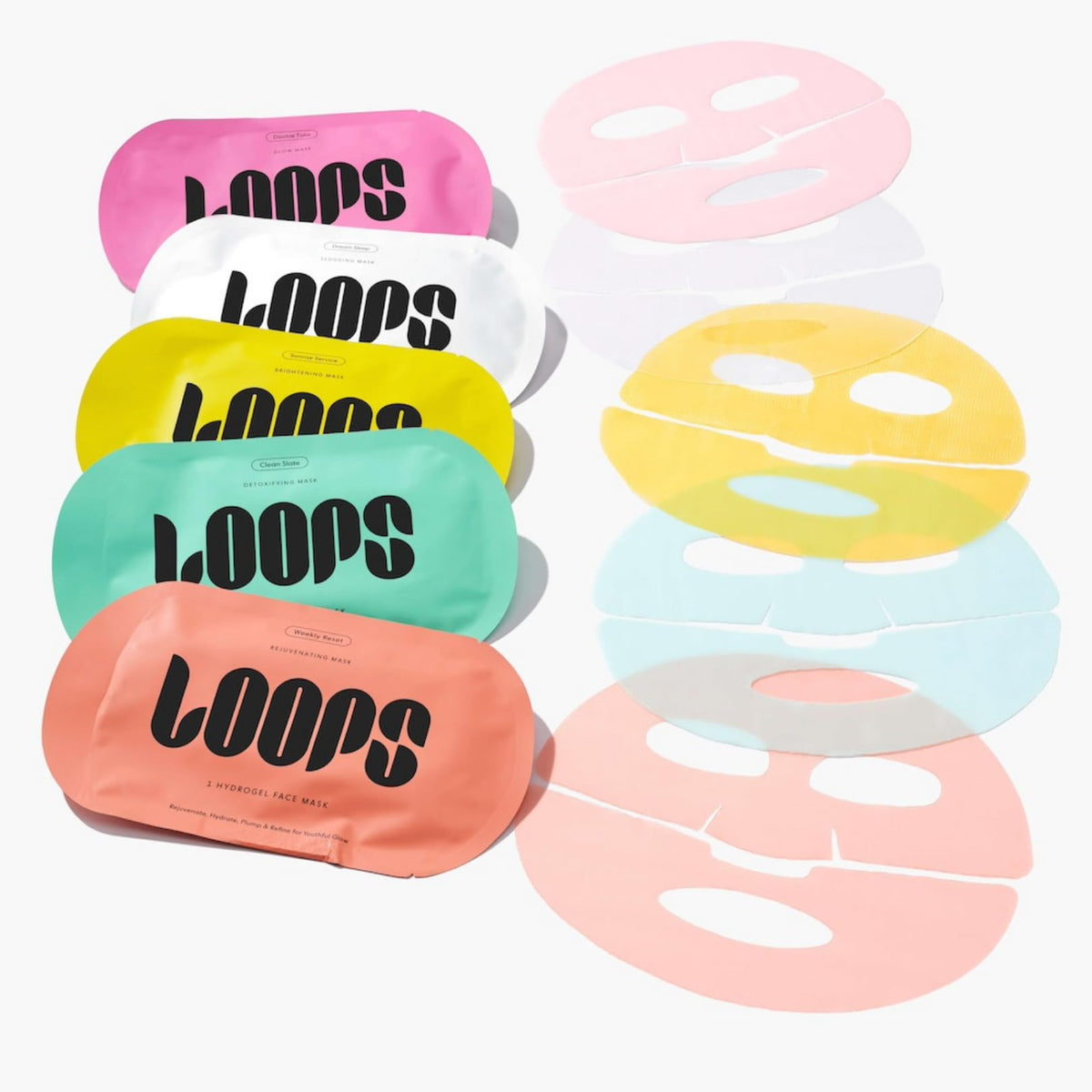 LOOPS Variety Loop Kit - Hydrogel Korean Face Masks, 5 Masks