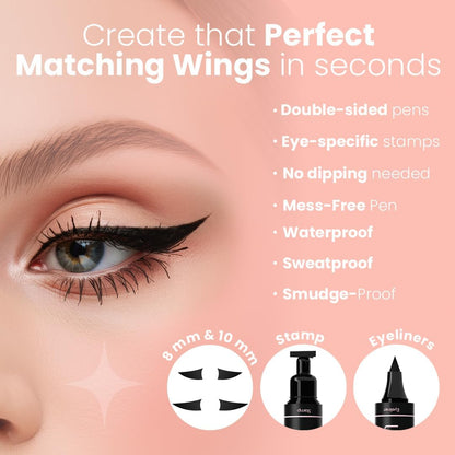 LA PURE Winged Eyeliner Stamp for Easy Cat Eye Makeup 2x, Black – 8mm