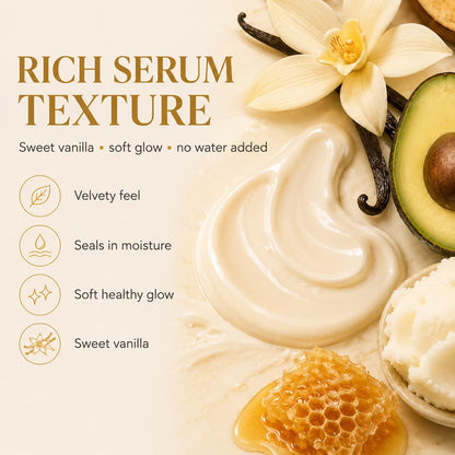 MKSUVGQ Bees Body Serum for Crepey Skin, Waterless Wet Skin Body Oil with Avocado Oil, Castor Oil, Coconut Oil, Shea Butter & Beeswax, After Shower Body Moisturizer, Sweet Vanilla, 8 fl oz