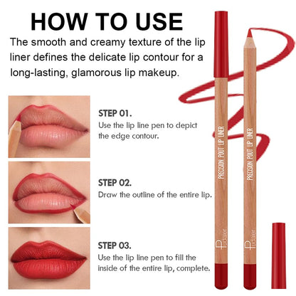 KIMIEYE 12 Colors Lip Liner Set, Matte Finish Series Lip Liners Pen, Set A