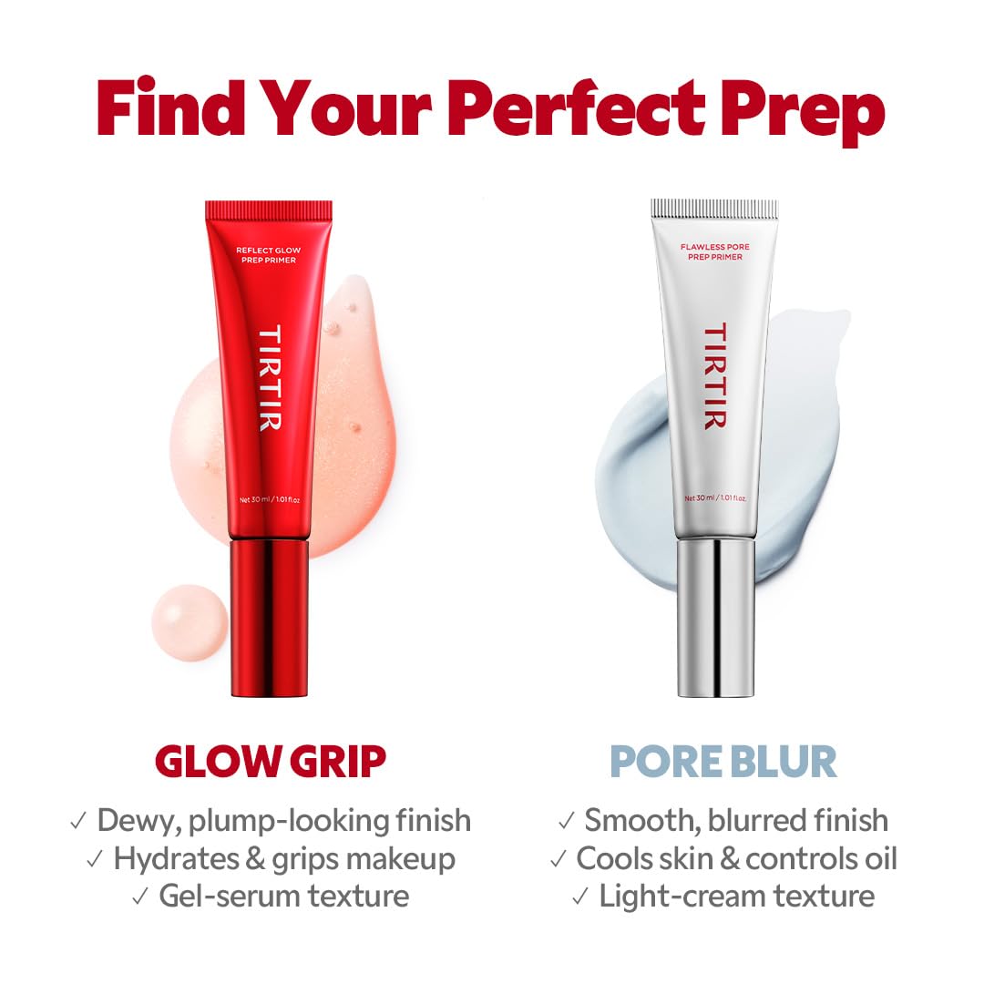 TIRTIR Reflect Glow Prep Primer | Luminous K-Beauty Skincare Primer, 95% Skincare, Clinically Proven Glow, Non-Sticky Grip, All Skin Types, (30ml, 1.01fl.oz)