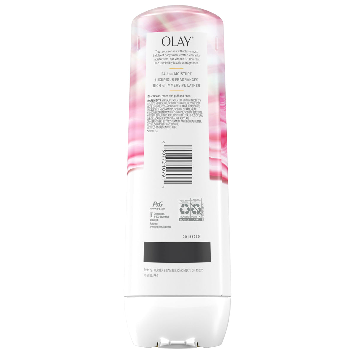 Olay Body Wash for Women, Indulgent Moisture, 24hr Moisturizing & Nourishing Formula, Infused with Vitamin B3 Complex, Luxurious Fragrances, Rose & Cherry Creme Scent, 20 fl oz