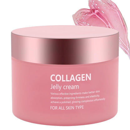 Collagen Jelly Cream - Contains Niacinamide & Freeze Dried Hydrolyzed Collagen -Elasticity & Hydration - Reduce Fine Lines & Dullness - Korean Glass-Shiny Skin Suitable for All Skin Types (3.38 Fl.Oz)