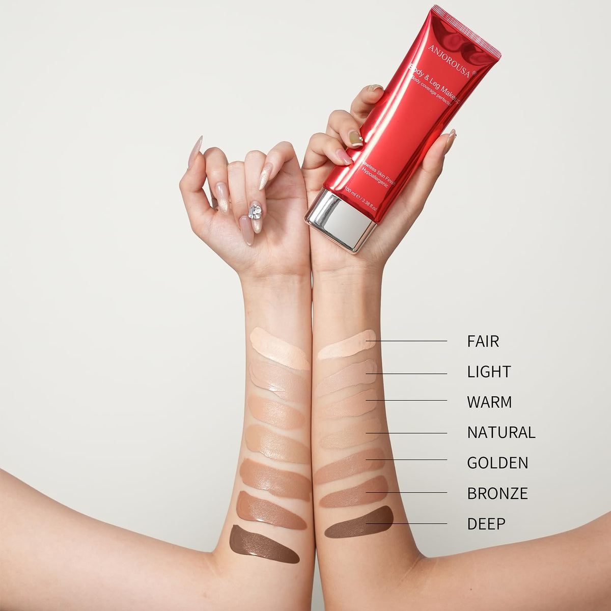 ANJOROUSA Tattoo Cover Up Makeup Waterproof,No Transfer Body Coverage Perfector,Full Coverage Body Foundation & Tattoo Concealer (Natural)