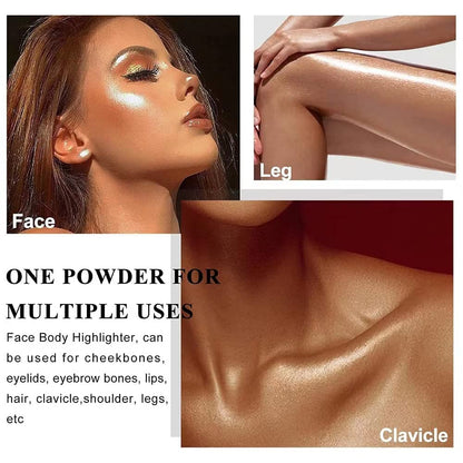 Glitter Powder Highlighter Makeup, Body Brightens the Natural Three-Dimensional Face Blusher Fairy Highlight Patting Powder. (01#White Moonbeam)