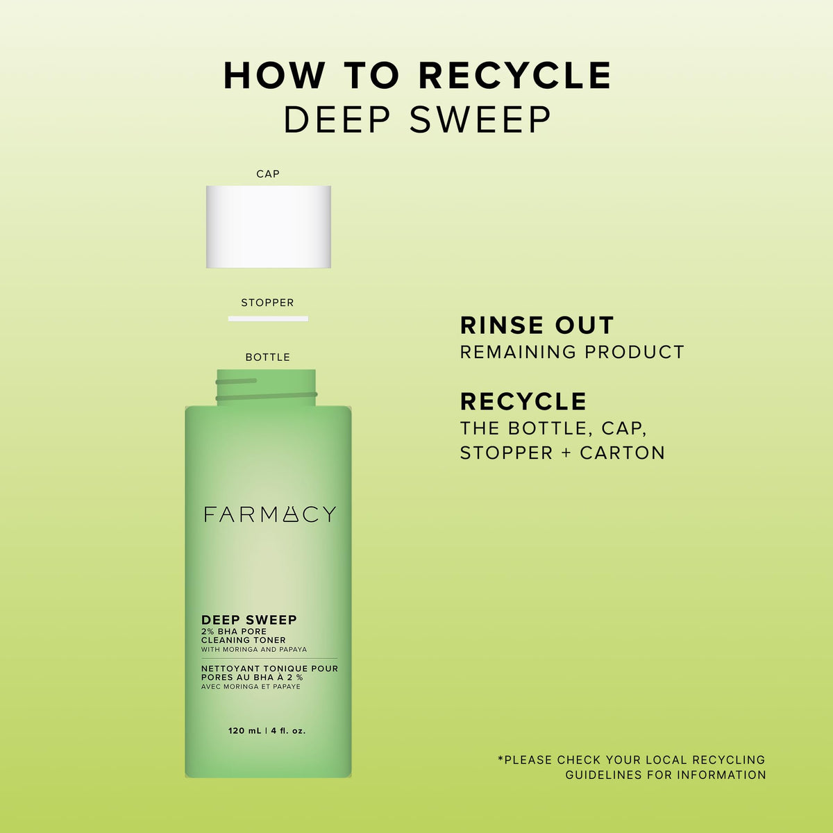 Farmacy 2% Salicylic Acid Toner for Face - Deep Sweep BHA Liquid Exfoliant + Pore Cleaner - Controls Oil, Gently Exfoliates + Refines Pores - Skin Care for Combo, Oily + Blemish-Prone Skin - (120ml)