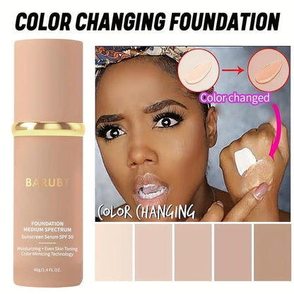 BARUBT 4 in 1 Color Changing Foundation SPF 50, 1.41 fl oz Liquid Makeup