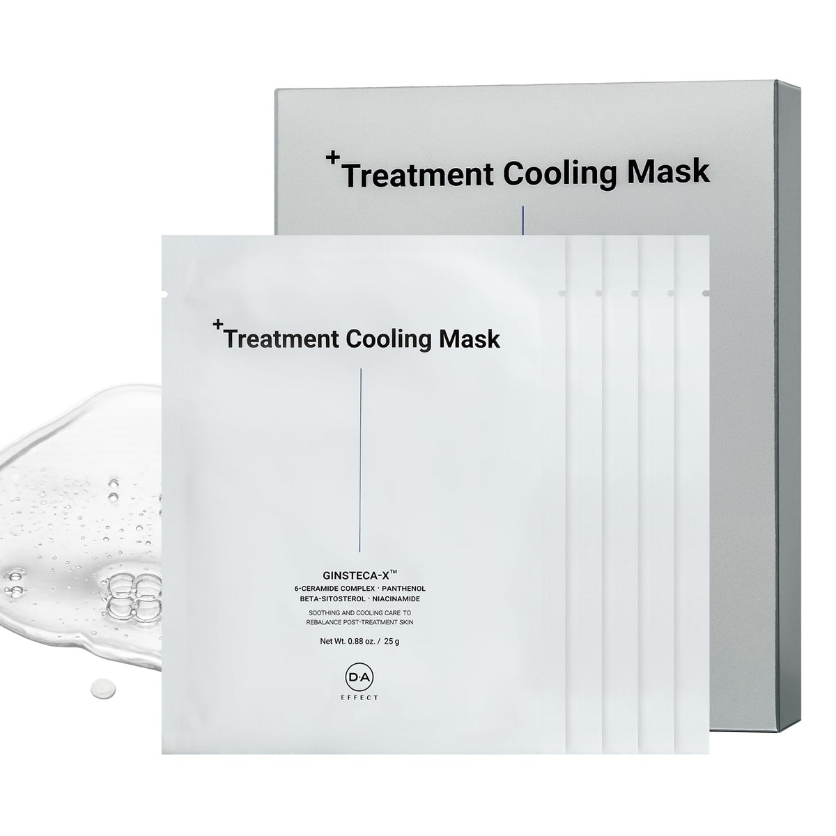 DA EFFECT Cooling Treatment Mask, Soothing Face Mask for After Sun Care, Stressed Sensitive Skin, Post-Treatment Barrier Care, Calming & Hydrating Gel Sheet Mask, (5 ea)