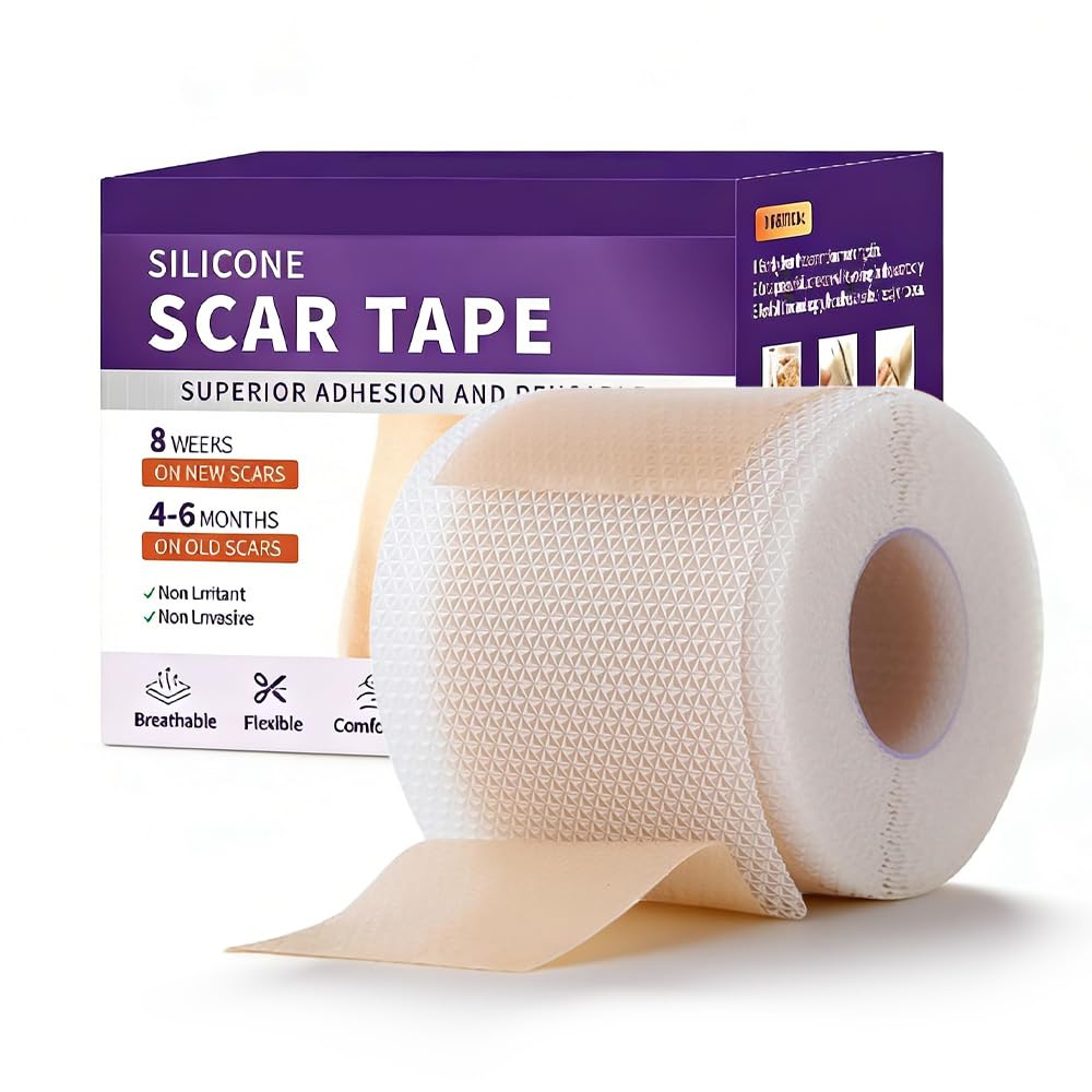 Medical Grade Silicone Scar Sheets, (1.6" x 60" Scar Roll-1.5M) - Reusable Scar Removal Tape Strips for Surgical,C-Section,Tummy Tuck,Keloid Scars Keloid Bump Removal
