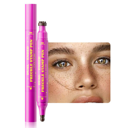 Beauty Glazed Dual-Ended Freckle Stamp Pen – Realistic Faux Freckles Makeup with Soft Sponge Stamp & Precision Tip – Waterproof Long-Lasting Freckle Marker for Natural or Bold Looks (01 Beige Brown)
