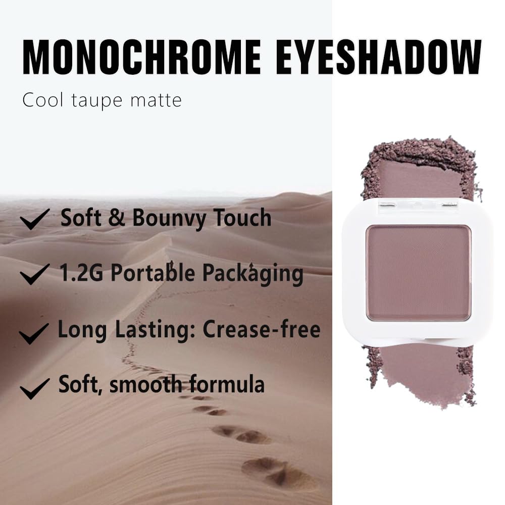 Kaely Taupe Single Eyeshadow Makeup, Blendable Neutral Powder Eye Shadow for Older Women, Lavender Plum Purple Mauve Matte Eyeshadow Palette for Green Eyes Pigmented Waterproof, sombras para ojos, 05