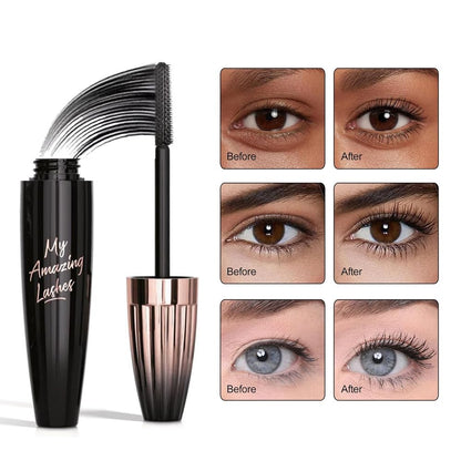 My Amazing Lashes 4D Silk Fiber Mascara for Mature Women Over 60, Black Waterproof, Volume & Length, Smudge‑Proof, No Clumping, 1‑Pack