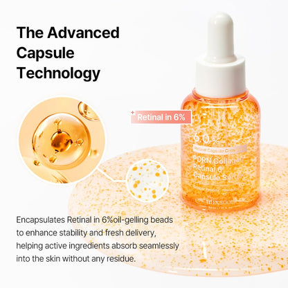 mixsoon PDRN Collagen Retinal 6 Capsule Serum, Retinal Copper Peptides Serum With Niacinamide, Firming Serum for Fine Lines & Texture Care, 30ml / 1.01 Fl. Oz Korean Glass Skin Care